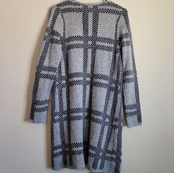 APT.9 Plaid grey and blue long cardigan - Picture 2 of 4
